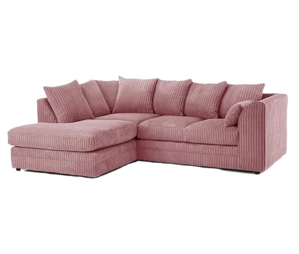 image 1 of CHICAGO LEFT HAND FACING JUMBO CORD CORNER SOFA IN PINK
