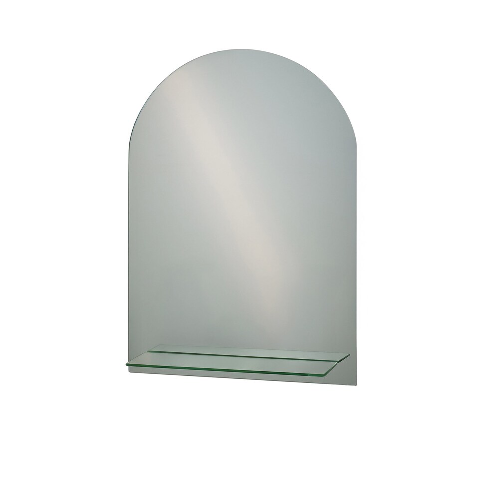image 1 of Showerdrape Greenwich Arched Oval Wall Mounted Frameless Bathroom Mirror with Vanity Shelf 70 x 50cm | Chrome | Mirror | 1