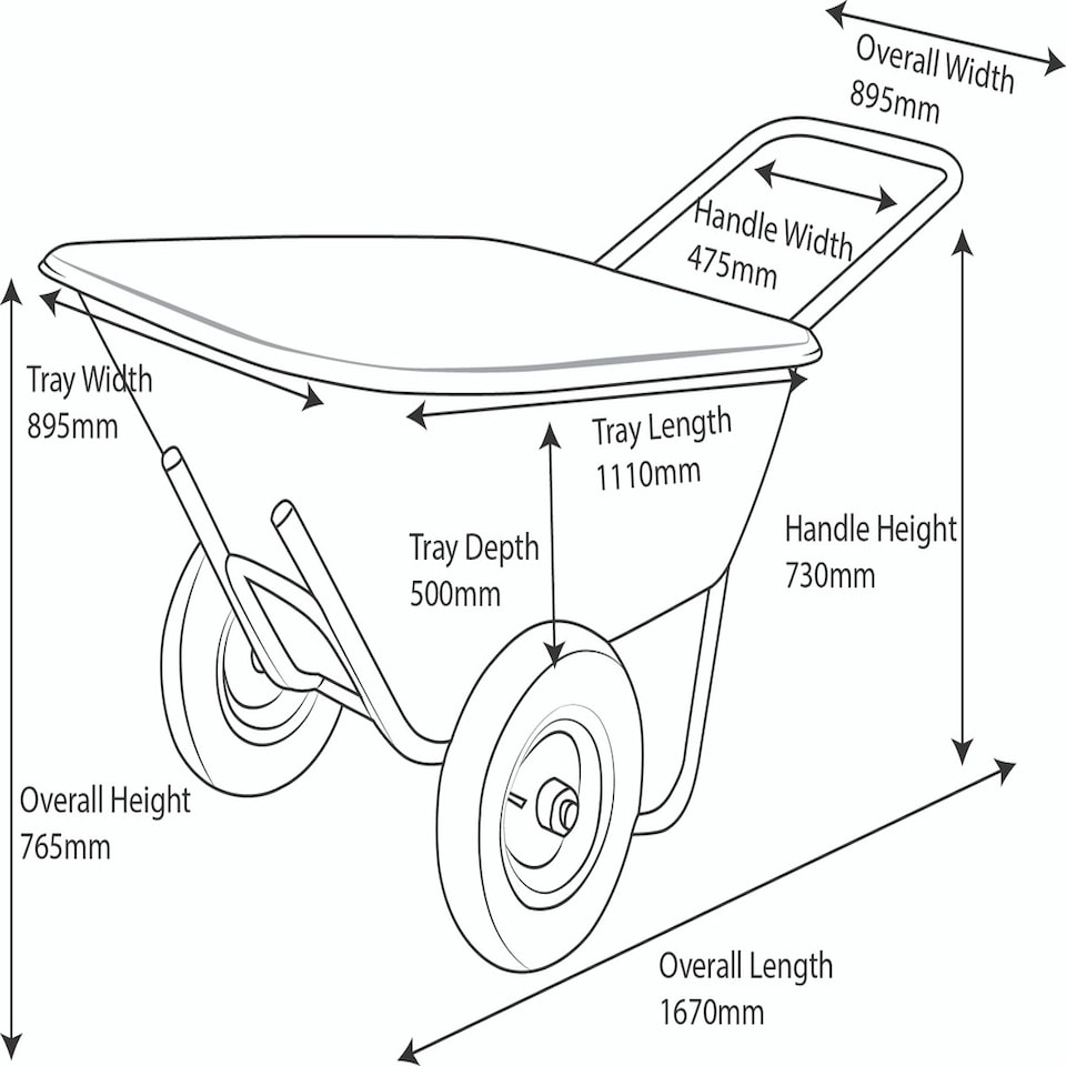 image 1 of 175 Litre Bristol Tool Company Garden Plastic Wheelbarrow with Pneumatic Wheels