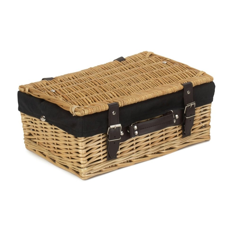 image 1 of 36cm Wicker Picnic Basket with Lining Black | Black | One Size