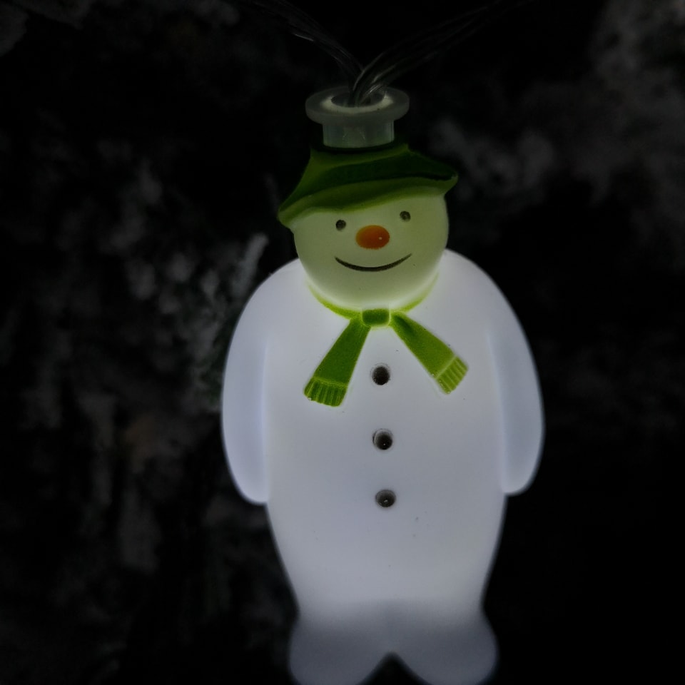 image 1 of The Snowman And The Snowdog Battery Operated 10 Snowmen LED Indoor String Light Ice White LEDs