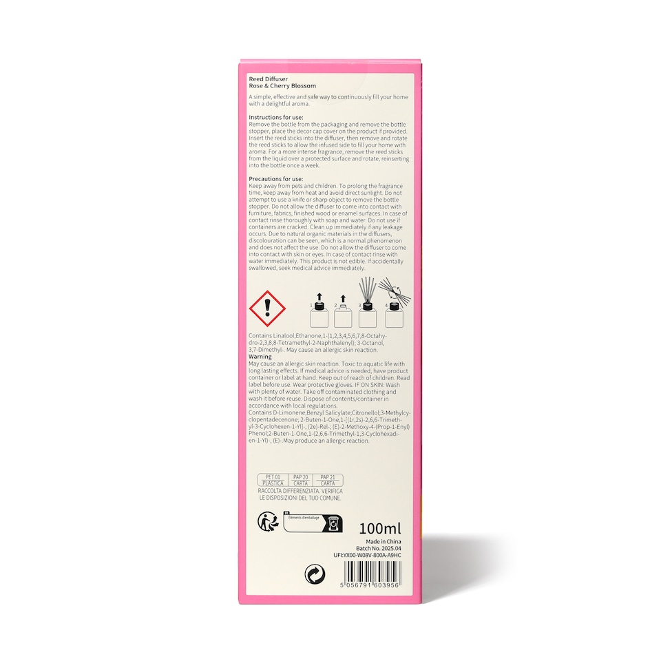 image 1 of Hello Kitty Seasons Spring Rose & Cherry Blossom Reed Diffuser 100ml