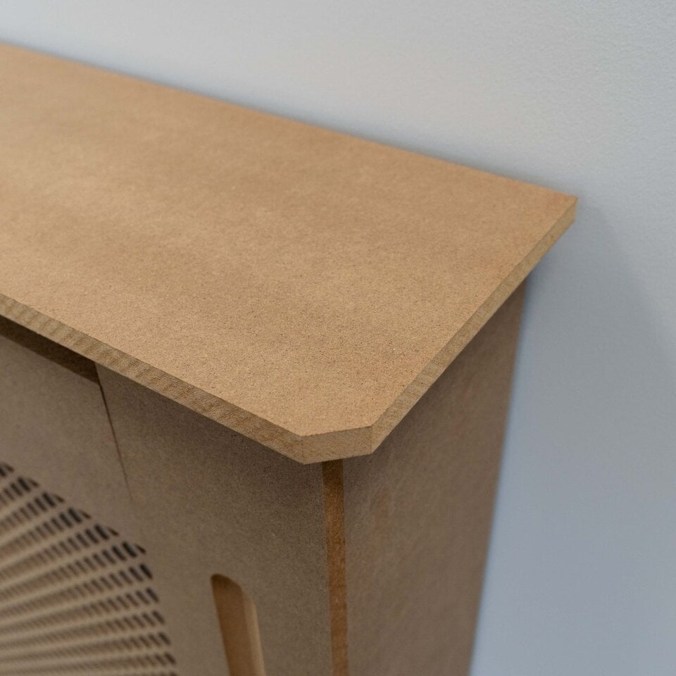 image 1 of JSH Radiator Cover Wood Unpainted Diamond MDF - Small - 78cm (W) x 81.5cm (H) x 19cm (D) | Brown