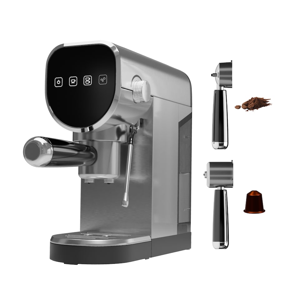 image 1 of DMD 3-in-1 Espresso Coffee Machine, 20-Bar, Milk Frother, Ground & Capsule Use, 1L Water Tank