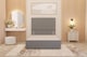 image 2 of Divan Bed Base with Plain Floor Standing Headboard Linen Fabric | Grey | Sage