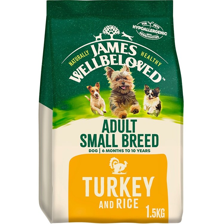 James Wellbeloved Adult Dog Food Small Breed Turkey & Rice Kibble 1.5Kg