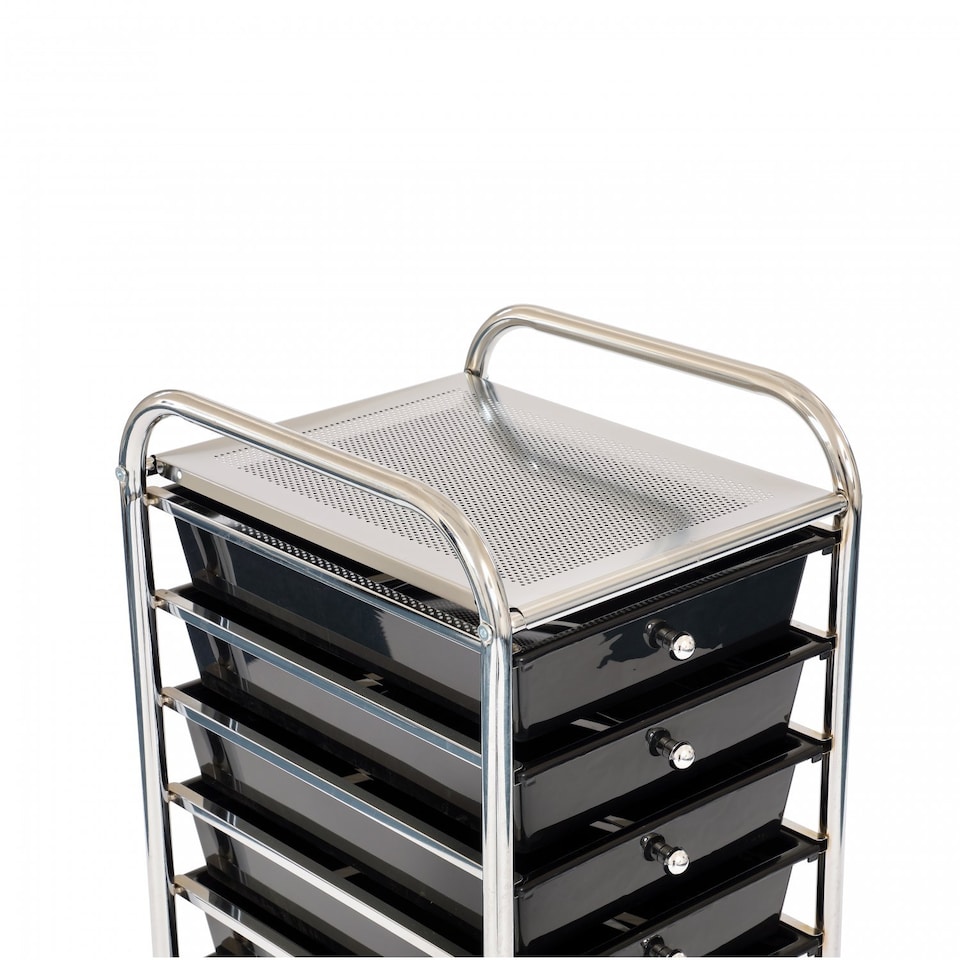image 1 of 10 Drawer Storage Mobile Makeup Salon Trolley Portable Organiser | Black