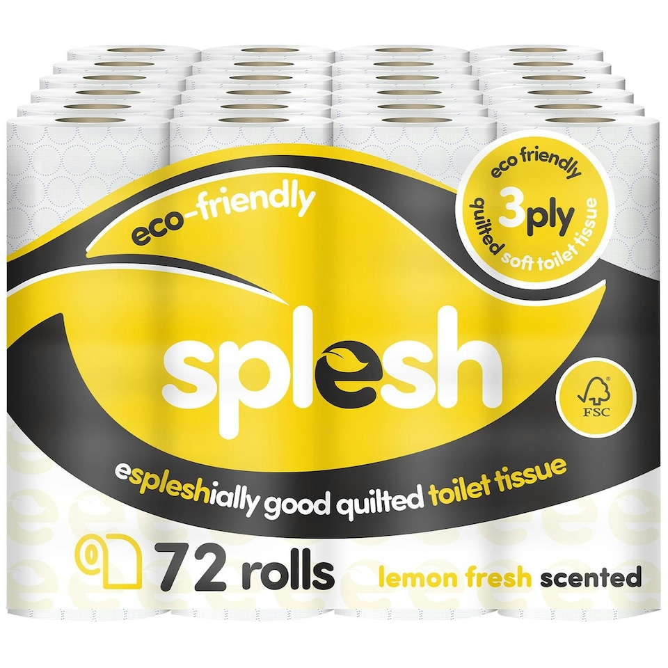 image 1 of Splesh Quilted Luxury Fresh Lemon Fragrance 3 Ply Toilet Tissue Paper 72 Rolls
