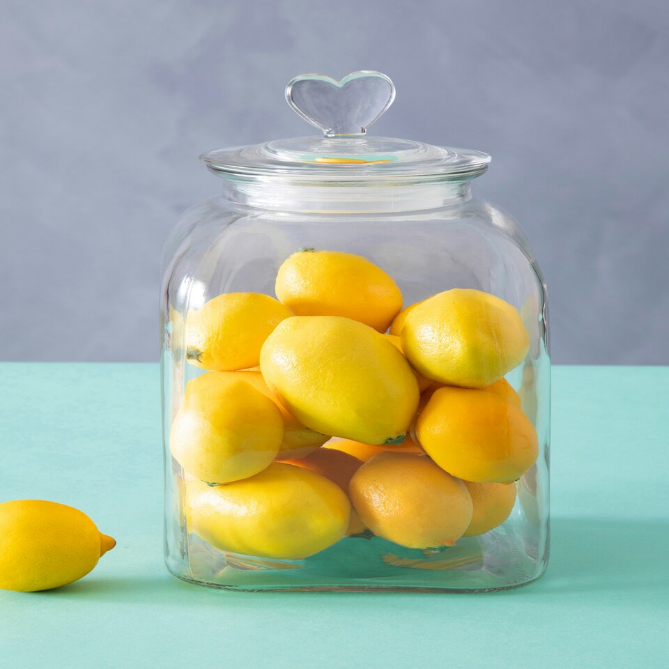 image 1 of Interiors by Premier Large Storage Jar, Glass Canister with Heart-Shaped Lid, Ideal for Storing Sweets, Spices