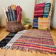 Festival Recycled Blend Rag Rug - Cotton - L90 x W150 Red