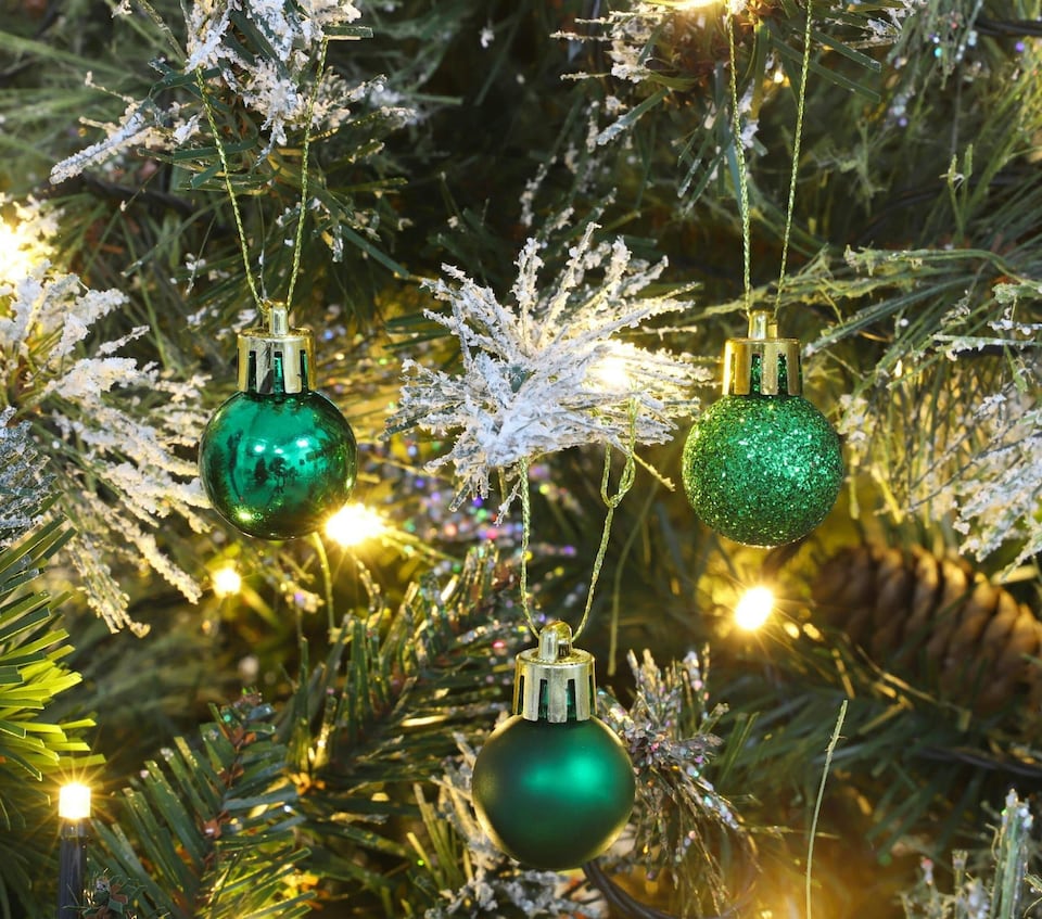 image 1 of 30mm/12Pcs Christmas Baubles Shatterproof Emerald Green,Tree Decorations