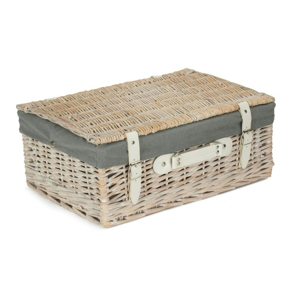 image 1 of 45cm Wicker Picnic Basket with Lining Grey | Grey | One Size