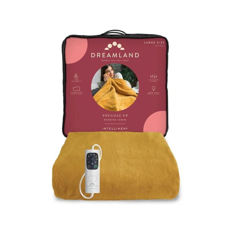 Dreamland SnuggleUp Warming Throw-Mustard 120X160