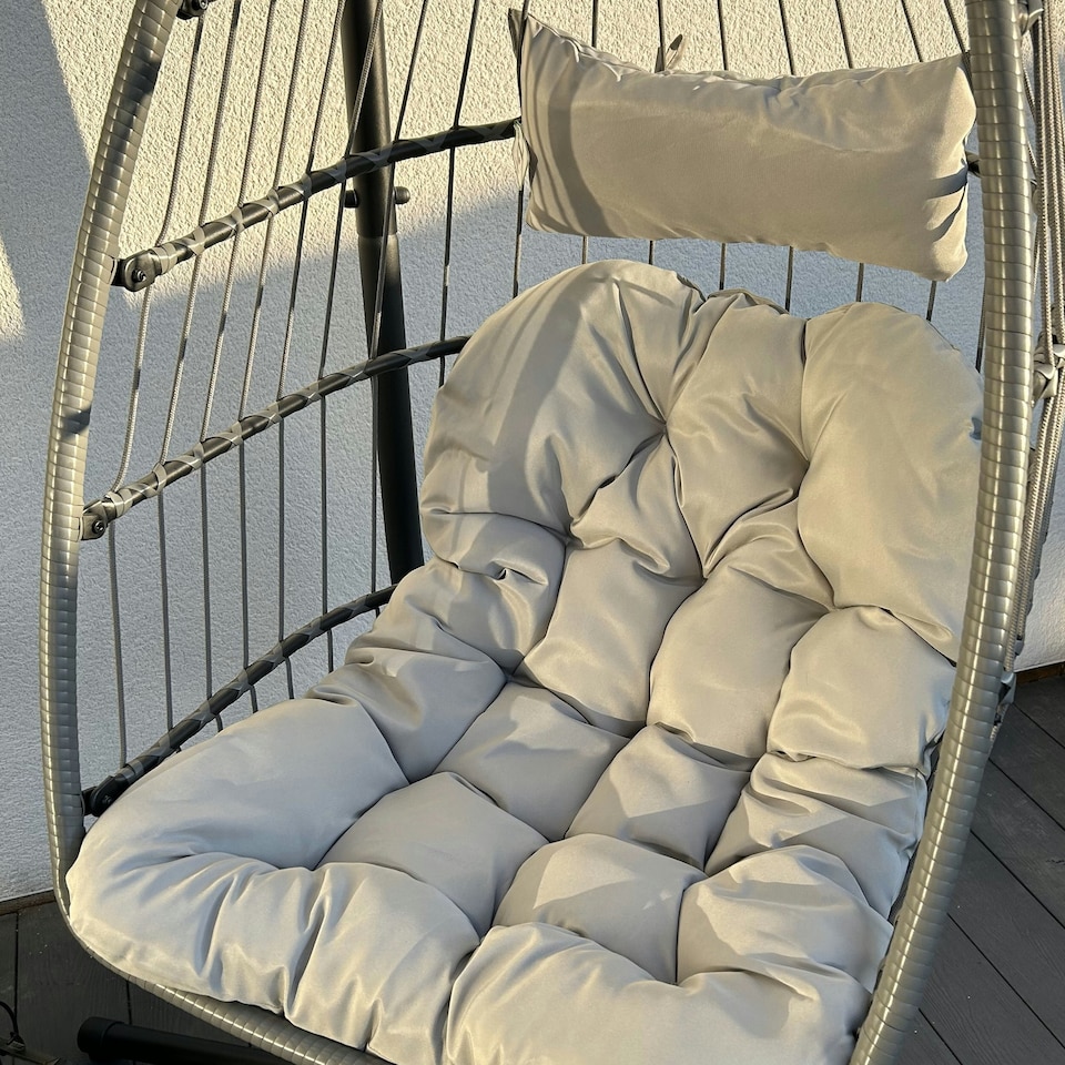 image 1 of Azura Hanging Egg Chair - Swing Pod Egg Chair - Large with deep Grey Cushions