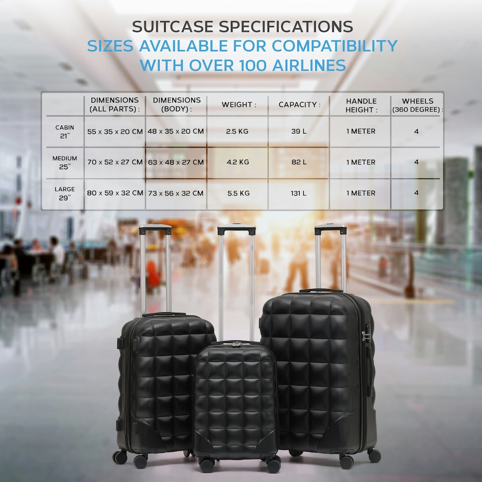 image 1 of Flight Knight Bubble Suitcase Ryanair easyJet Jet2 Approved 8 Wheel Hardcase Suitcases Cabin or Medium & Large Check-in Sizes Black | Black | Medium