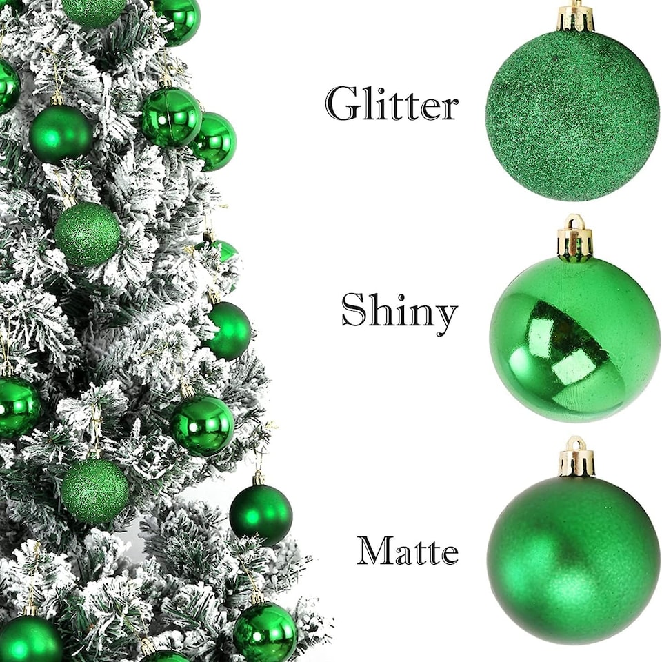 image 1 of 60mm/18Pcs Christmas Baubles Shatterproof Dark Green,Tree Decorations