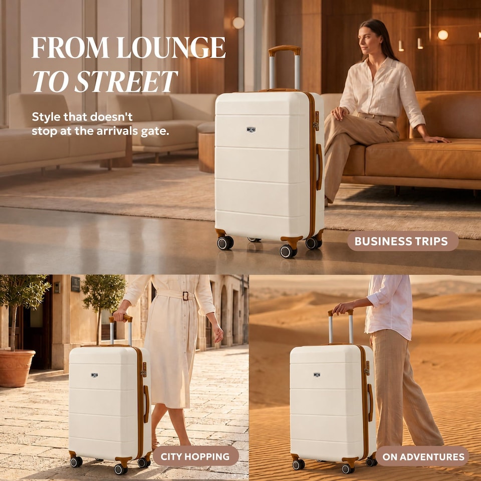 image 1 of Lugg Jetset Lightweight Hard Shell Suitcase ABS 4 Wheels TSA Lock (86x58x31cm)