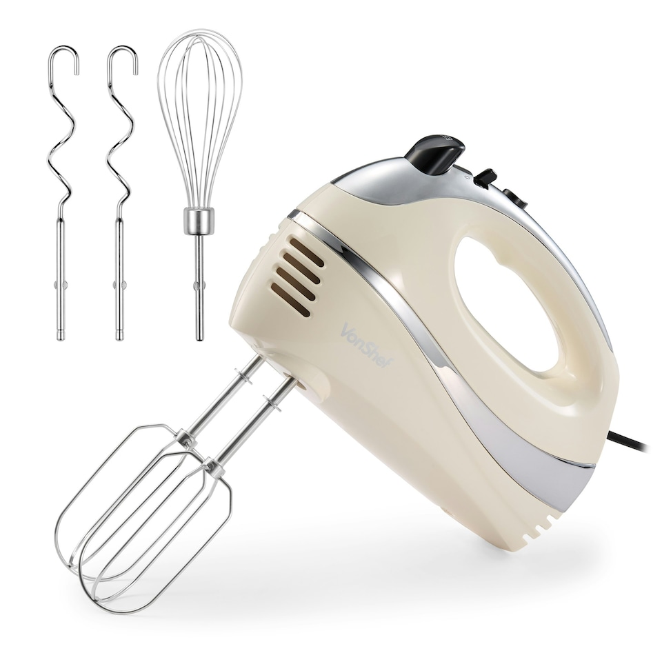 image 1 of VonShef 300W Cream Hand Mixer Electric Whisk with 5 Speeds