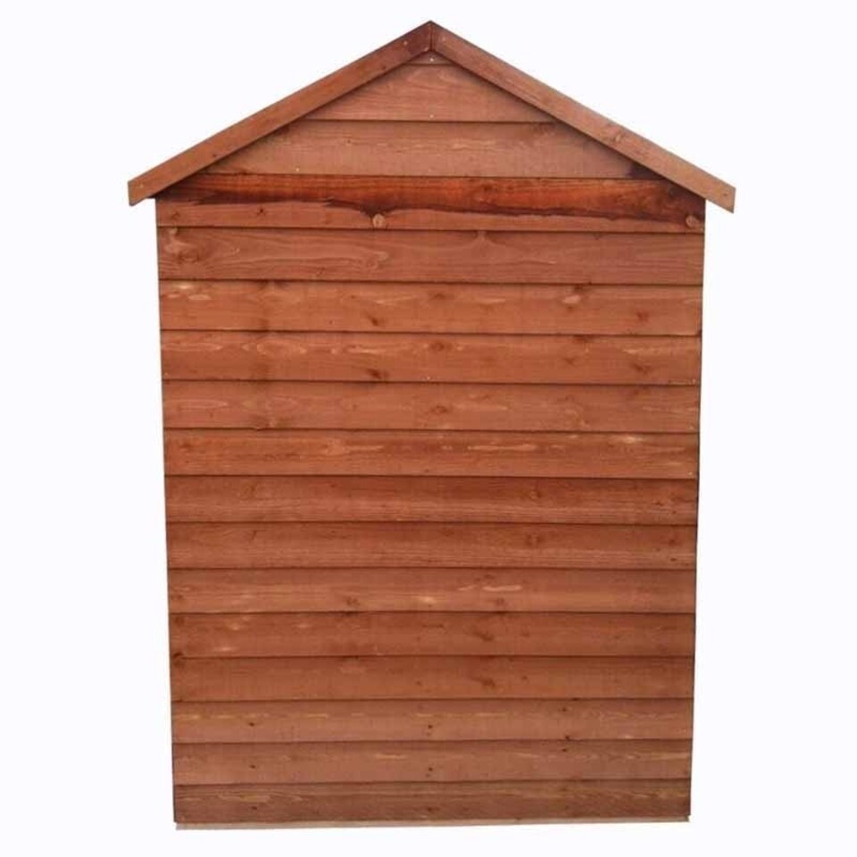 image 1 of Overlap 4 x 3 Feet Pressure Treated Apex Shed Double Door Brown