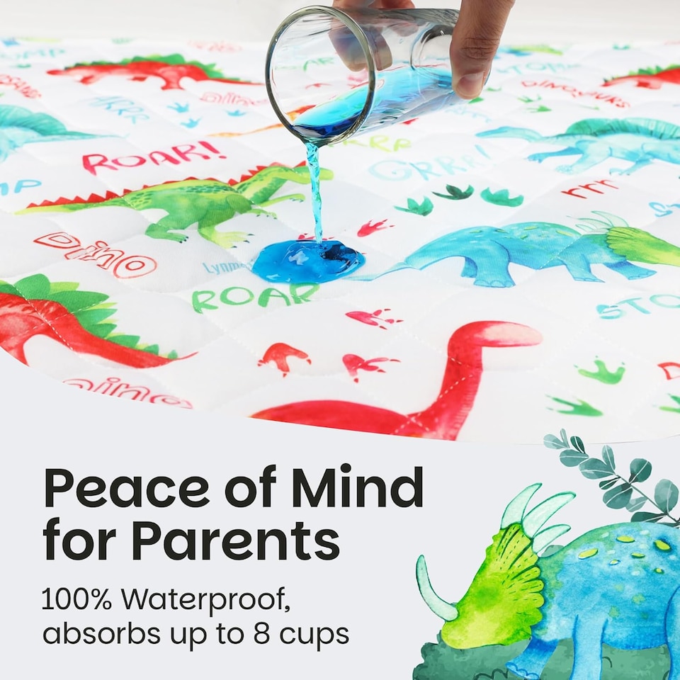 image 1 of Lynmark® Toddler Potty Training Bed Pads, Absorbs Up to 1200ml, 90x85cm (Tucks 85x45cm) Dinosaur | White | Dinosaur | Single | 1