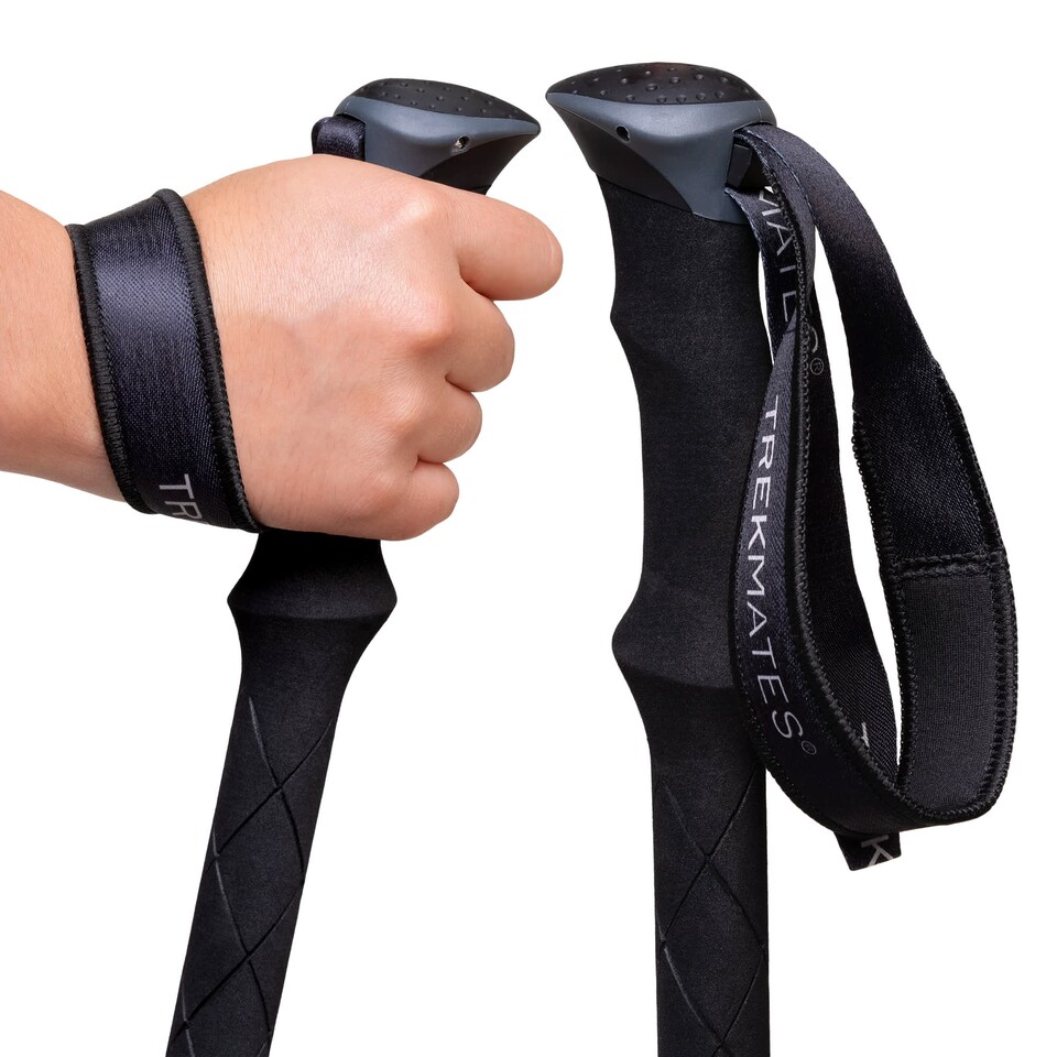image 1 of Folding Carbon Pole Pair Lightweight Compact 5 Section Hiking Trekking Sticks | Black | Black | One Size | 2
