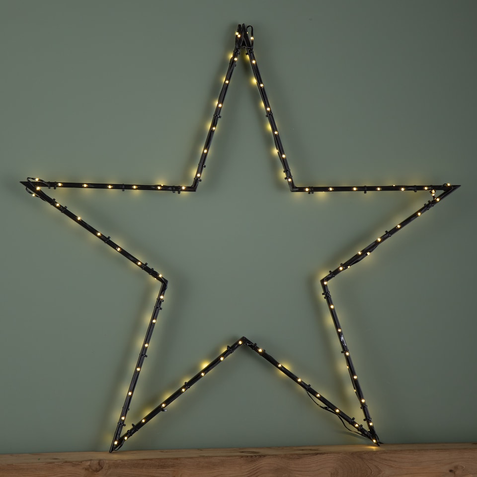 image 1 of 90cm Light up Dewdrop Metal Christmas Star with Garden Stake & Warm White LEDs