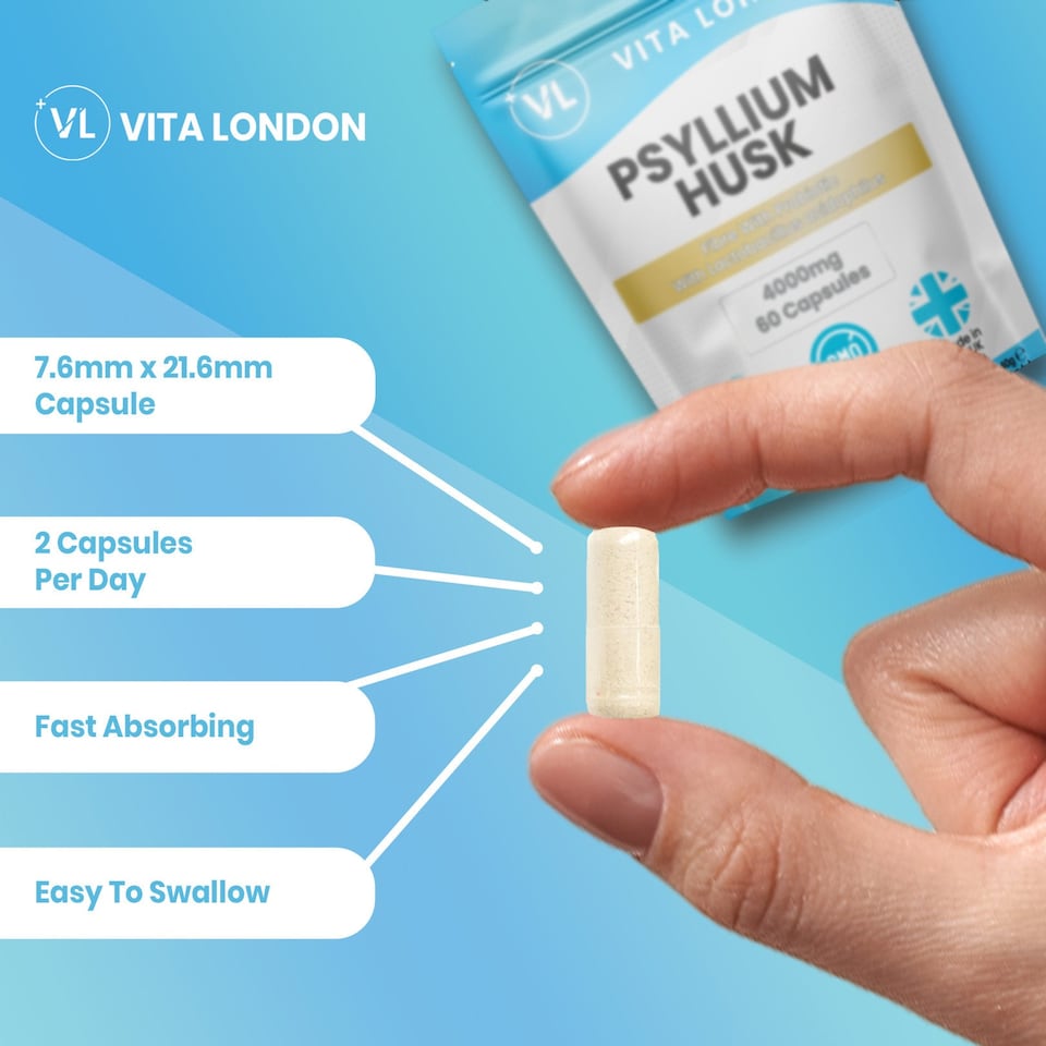 image 1 of Psyllium Husk Capsules - Fibre + Probiotic Acidophilus - 4000mg - 60 Capsules