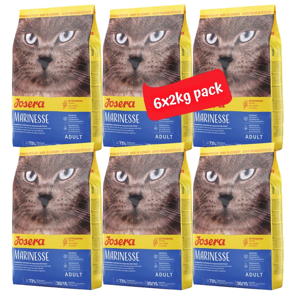 image 1 of Josera Marinesse complete adult cat food | Grain-free | Single animal protein | Salmon | Hypoallergenic | Sensitive | Anti-Hairball | Urinary pH | 6x2kg