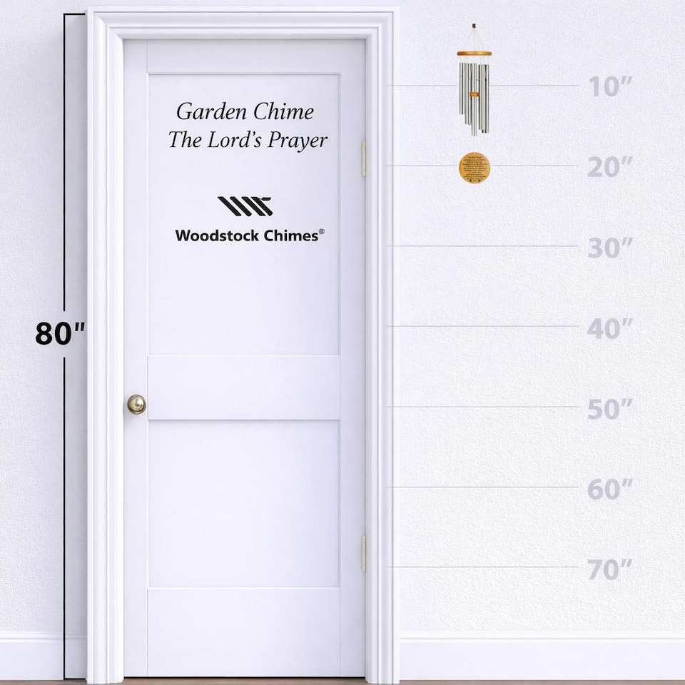 image 1 of Woodstock Silver Garden Wind Chime The Lords Prayer