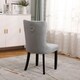 image 5 of Grey Set of Six Studded Velvet Dining Chair with Ring Knocker Detail Grey | Dark Grey