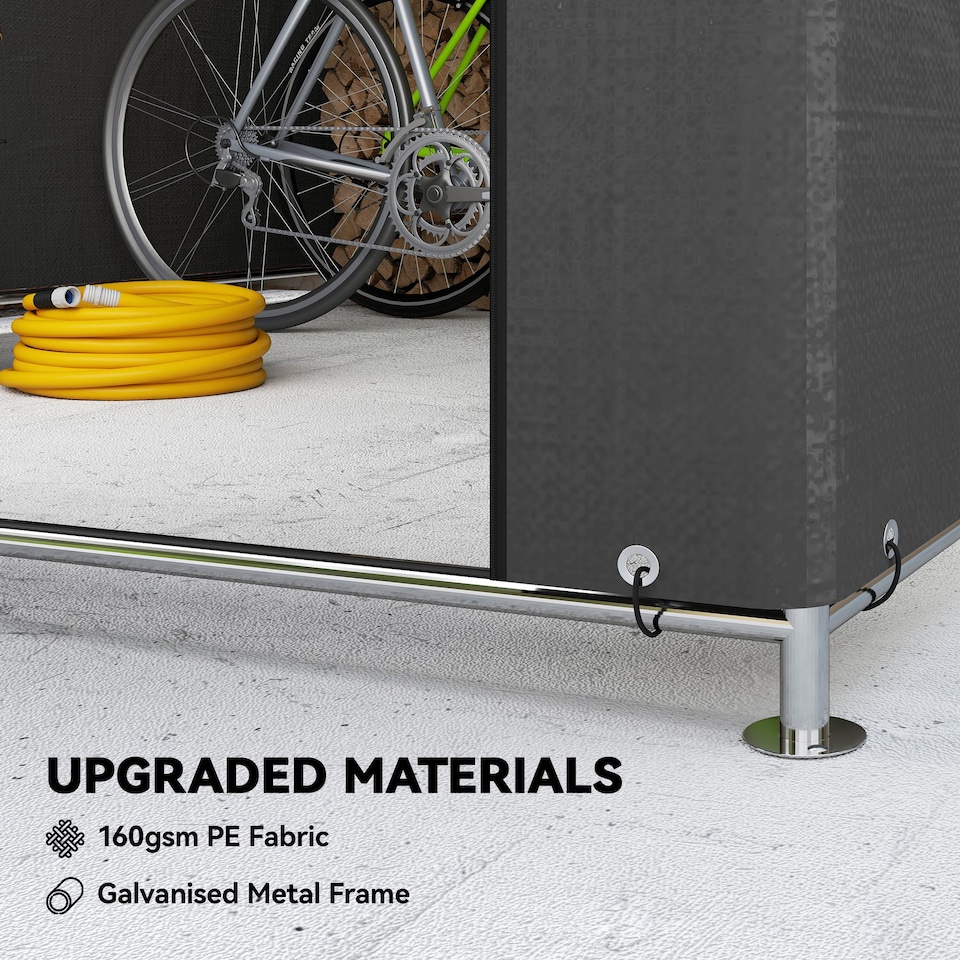 image 1 of Outsunny 6.6 x 7.8ft Garden Storage Shed Tent Bike Tent, Dark Grey | Grey