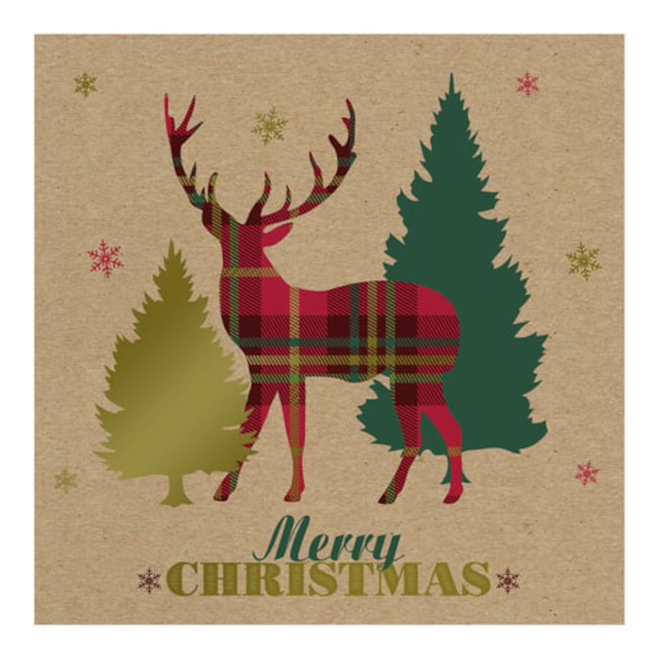 image 1 of Tartan Stag Christmas Greeting Cards - Pack of 12