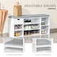image 4 of HOMCOM Shoe Bench with Seat Cushion Shoe Storage Cabinet with 7 Compartments Drawer Adjustable Shelves for Entryway Hallway Living Room, White | White | White
