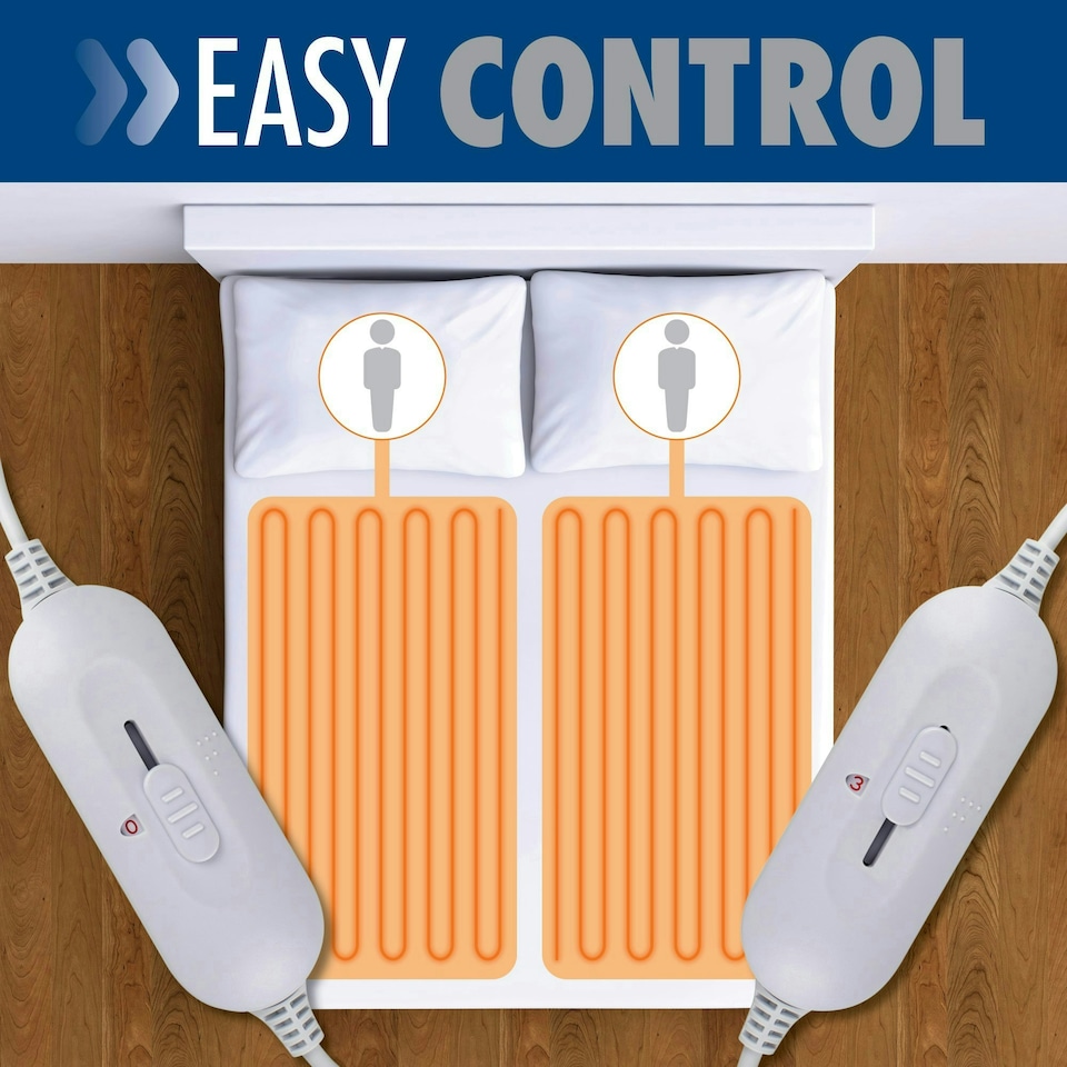 image 1 of Purus Double Bed Electric Heated Under Blanket Fitted Cover Dual Control