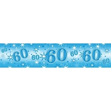 Qualatex Sparkle 60th Birthday Banner - Blue - One Size
