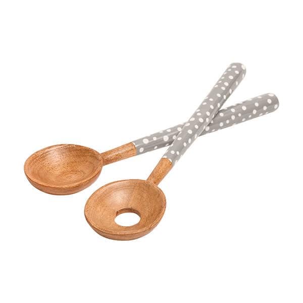 dexam Sintra Mango Wood Spotted Salad Servers - Stone