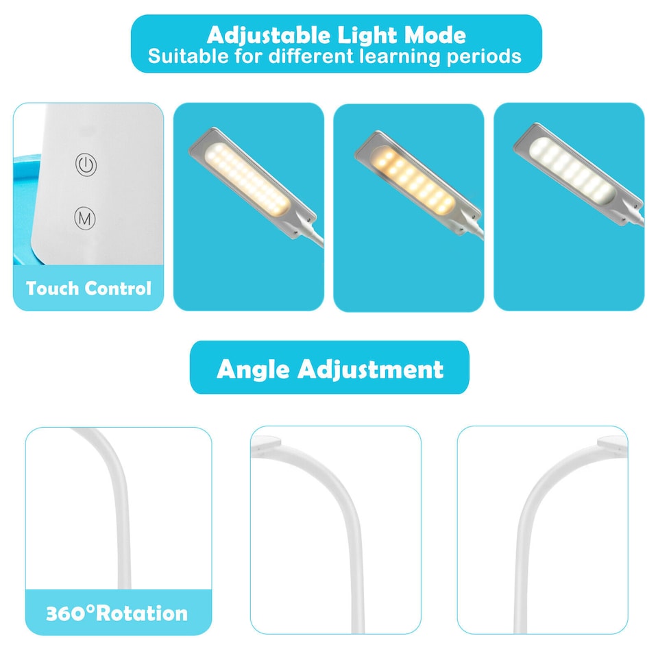image 1 of COSTWAY Kids Desk and Chair Set Height Adjustable Kids Study Table and Chair Set-Blue