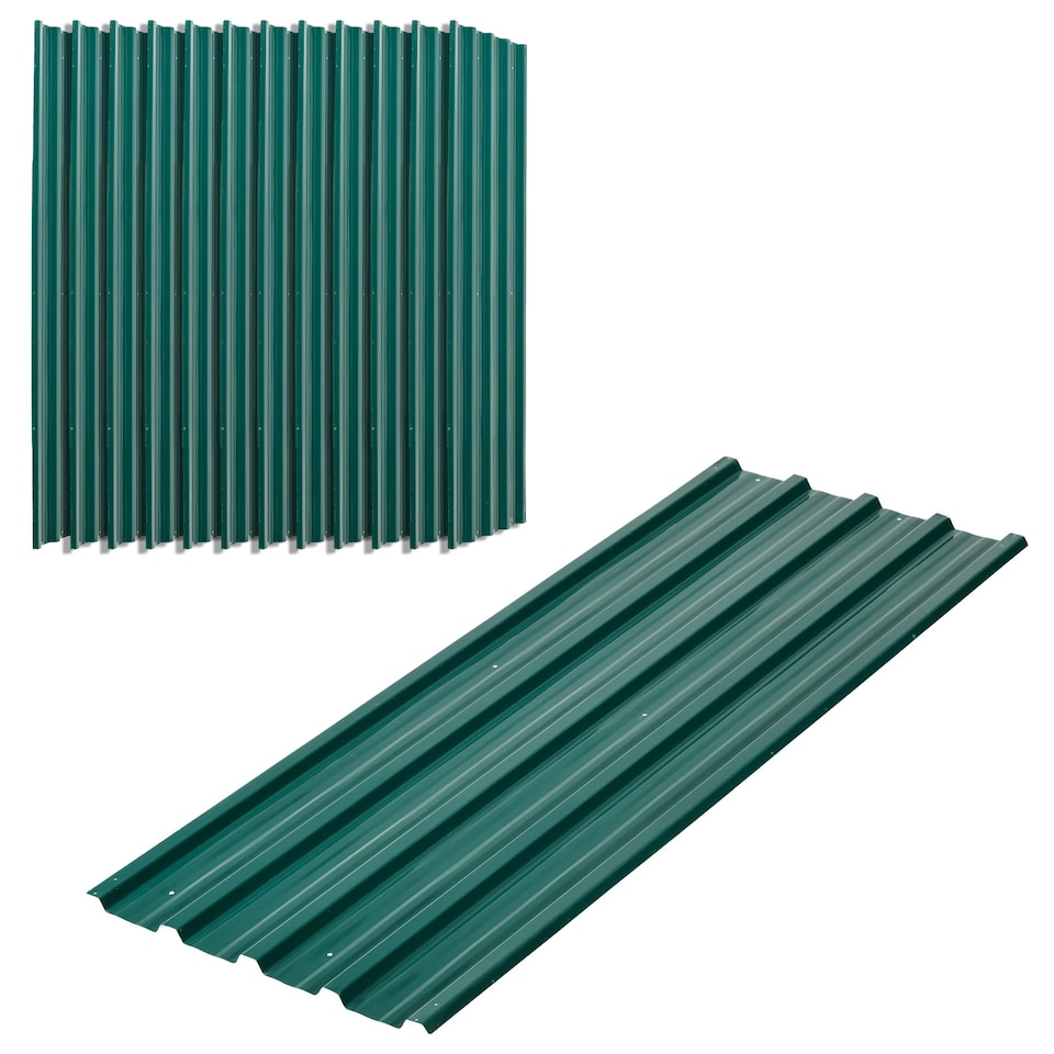 image 1 of Outsunny Pack of 12 Metal Roofing Sheets for Greenhouse, Dark Grey