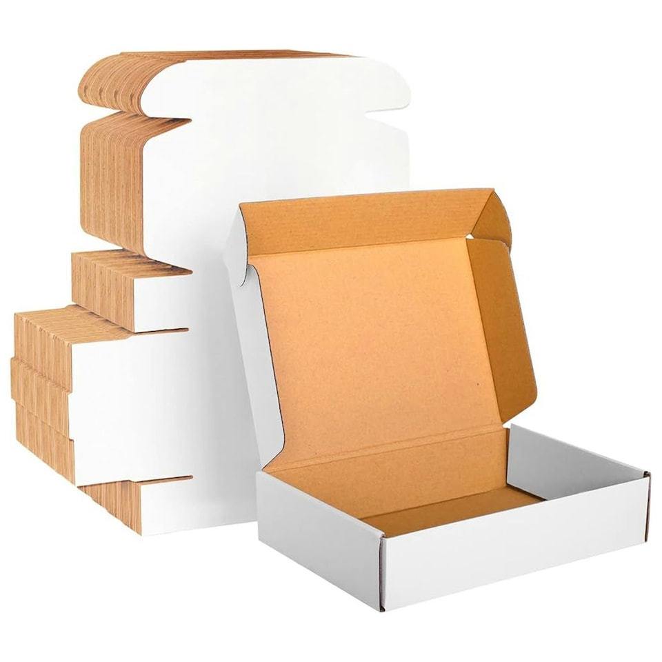 image 1 of 50 x 10 x 7 x 3" (254x177x76mm) White Single Wall Easy To Assemble Postal Shipping Die Cut Boxes | White