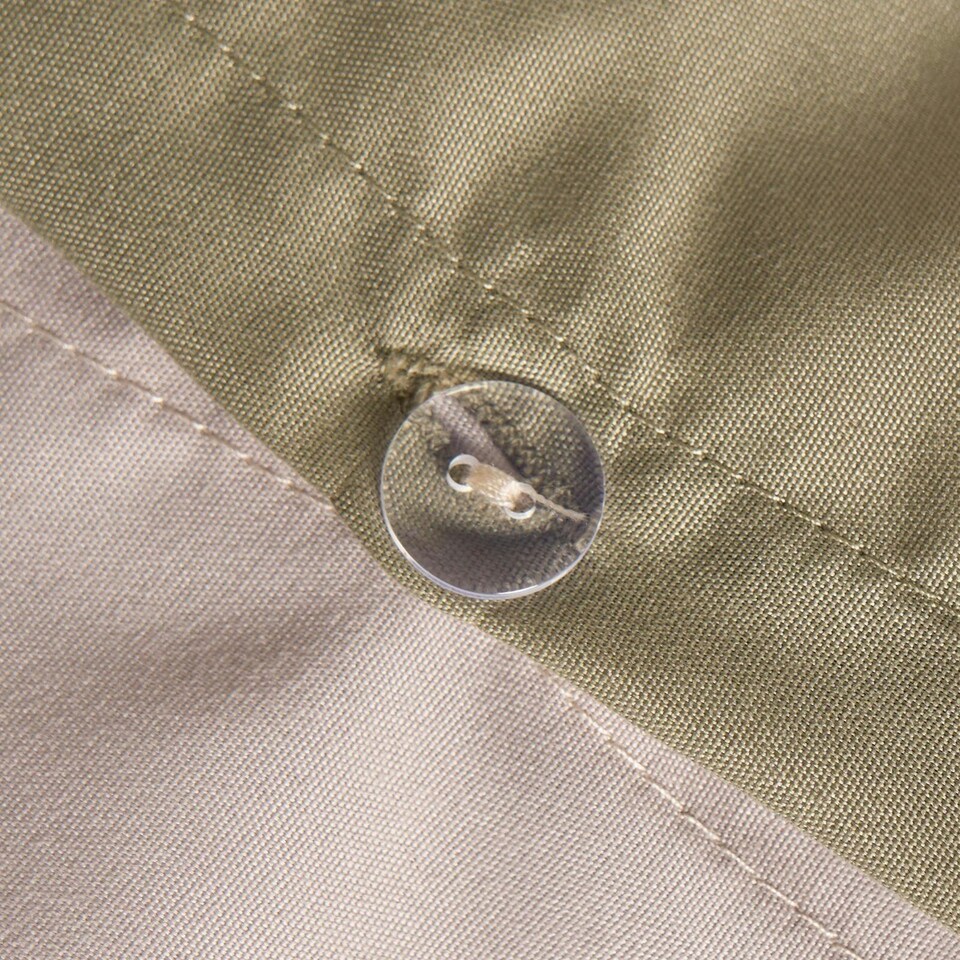 image 1 of OHS Reversible Microfibre Duvet Cover and Pillowcase Bedding Set, Double - Natural/Sage