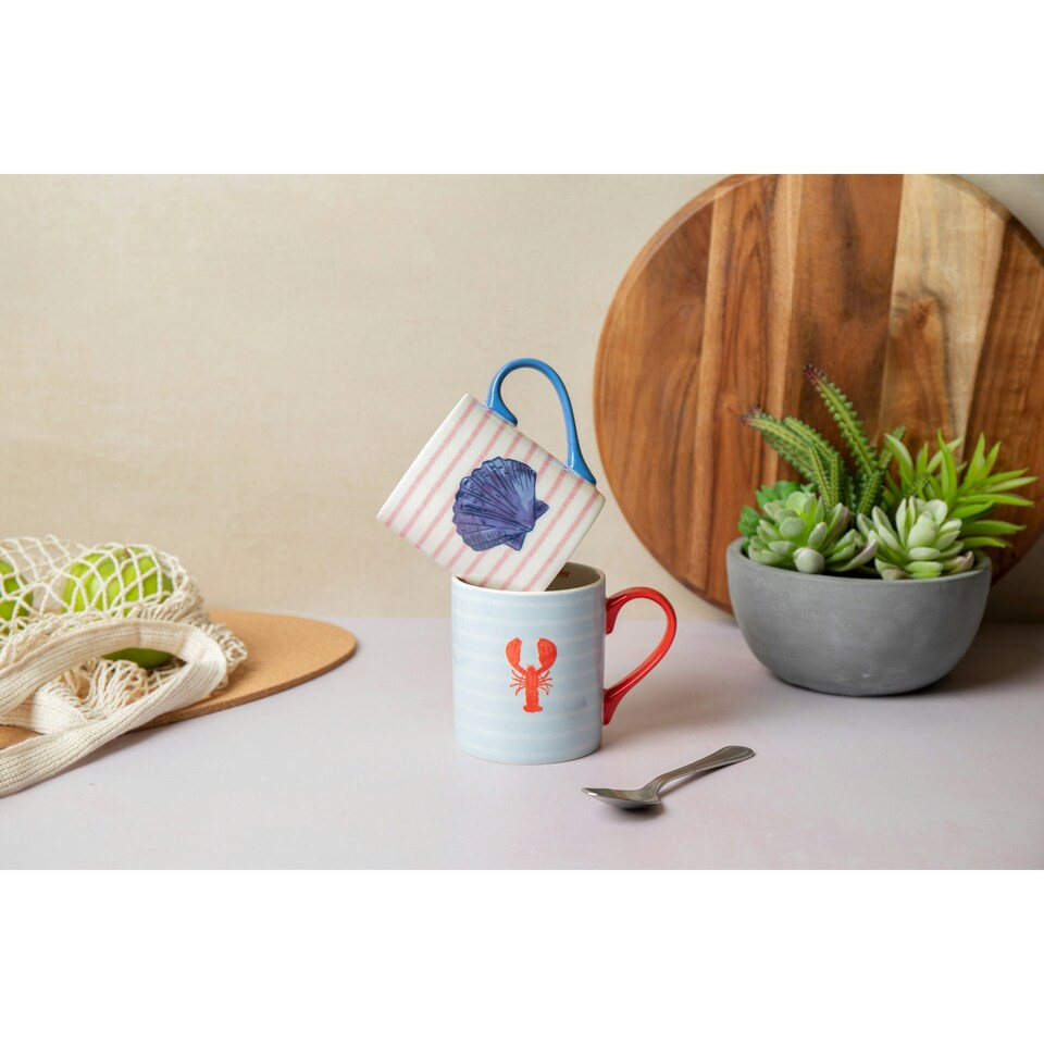 image 1 of Mikasa Shell Straight-Sided Porcelain Mug, 280ml | Blue