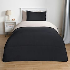 OHS Coverless Reversible 10.5 Tog Duvet And Pillowcase Bedding Set, Double - Black/Stone