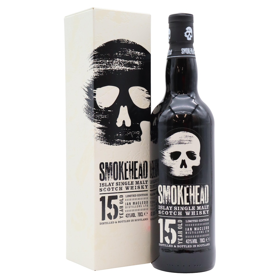 image 1 of Smokehead - Islay Single Malt Scotch 15 year old Whisky | Multi | Bonfires of smoke, rosemary, thyme, peat, citrus, vanilla, lemon, sea spray, smoke | 1