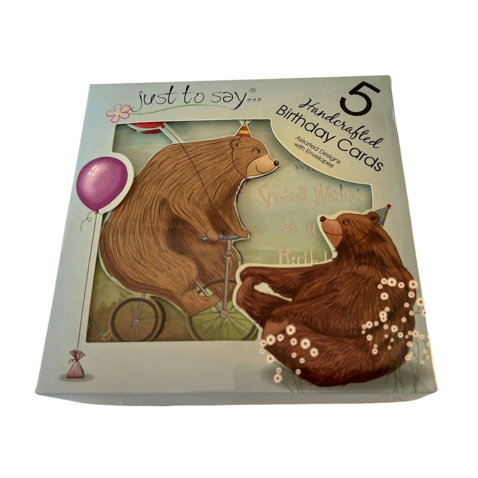 image 1 of Tallon Just To Say Hand Made Lux Teddy Birthday Card (Box of 5)