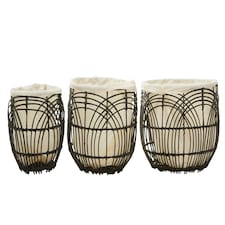 Interiors By Premier Sturdy Set Of 3 Rattan Baskets, Wicker Storage Baskets, Laundry, or Washing Bins, Ideal Decorative Hampers Black