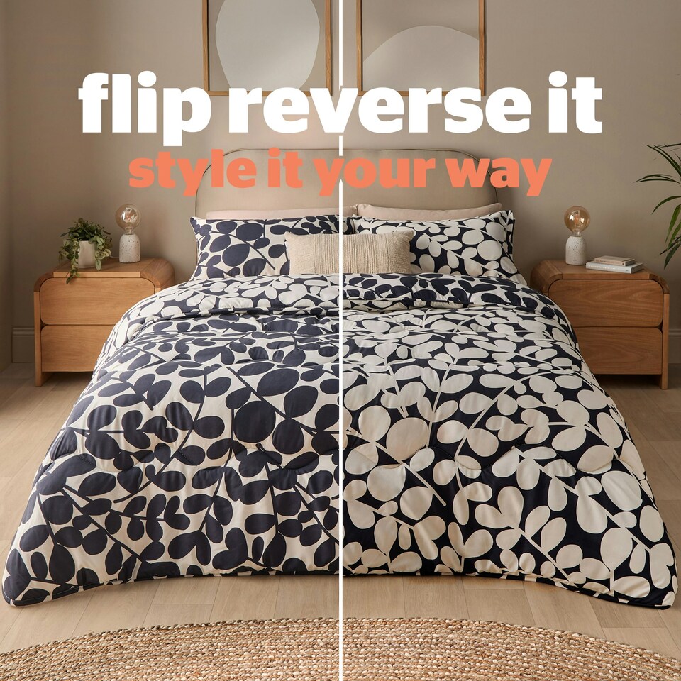image 1 of Silentnight Coverless 10.5 Tog Duvet and Pillowcase Set, Leaf Print Blue | Double
