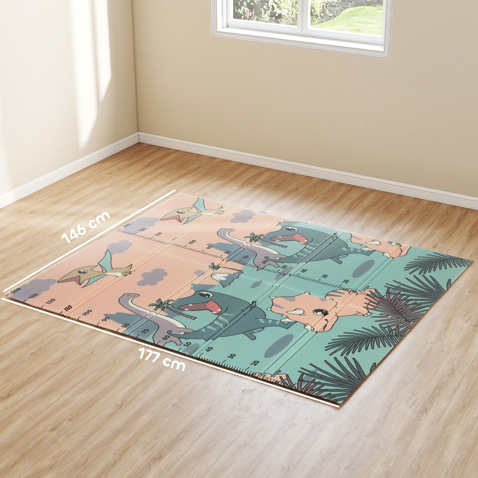 image 1 of AIYAPLAY Baby Play Mat, Double Sided Crawling Mat, Dinosaur Theme