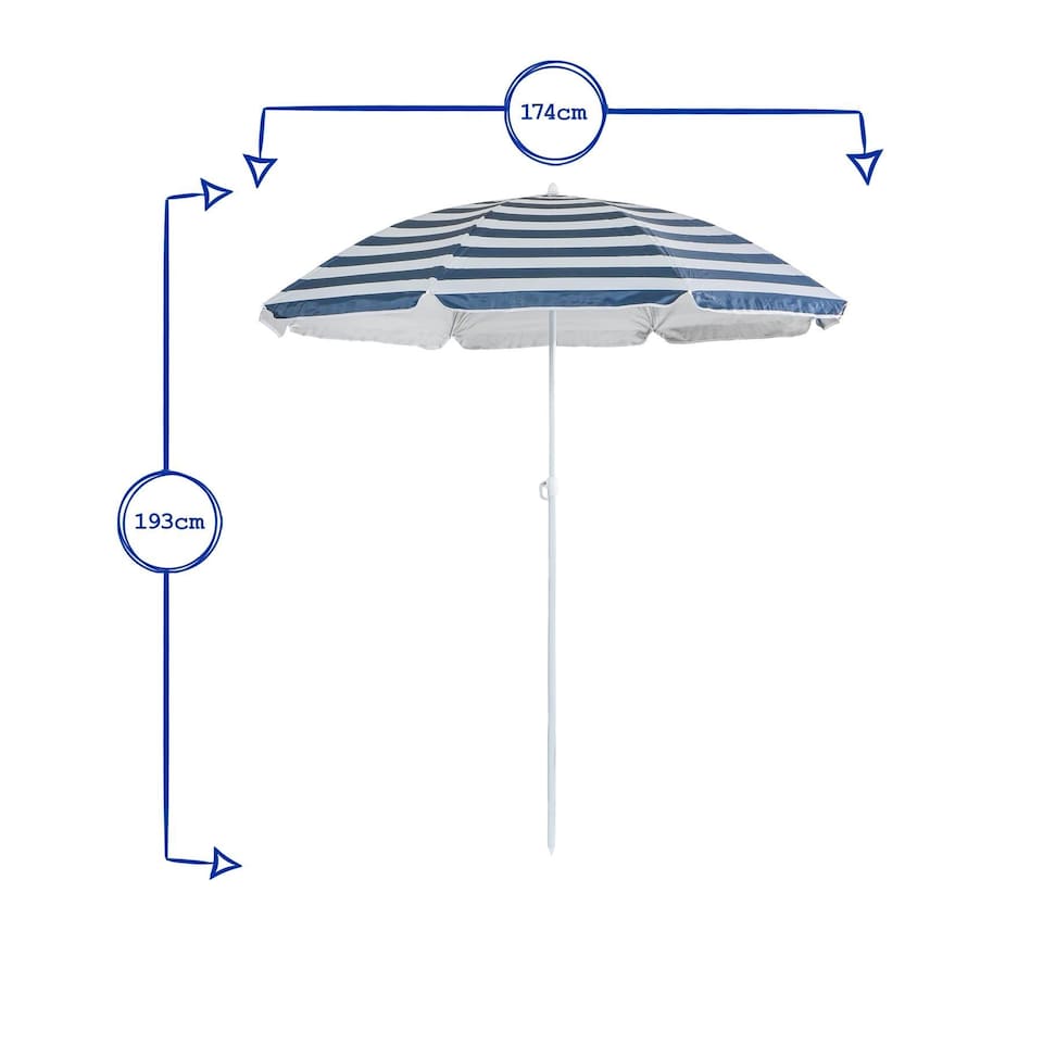 image 1 of Harbour Housewares Metal Beach Parasol - 1.8m  - Red Stripe