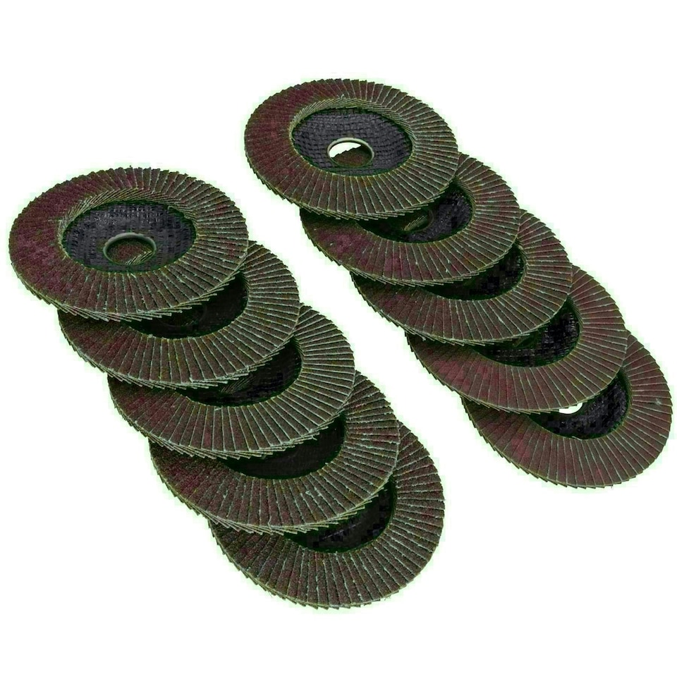 image 1 of 10 x Flap Discs 40 Grit Angle Grinder 4.5" (115mm) Flat Sanding Grinding AU025
