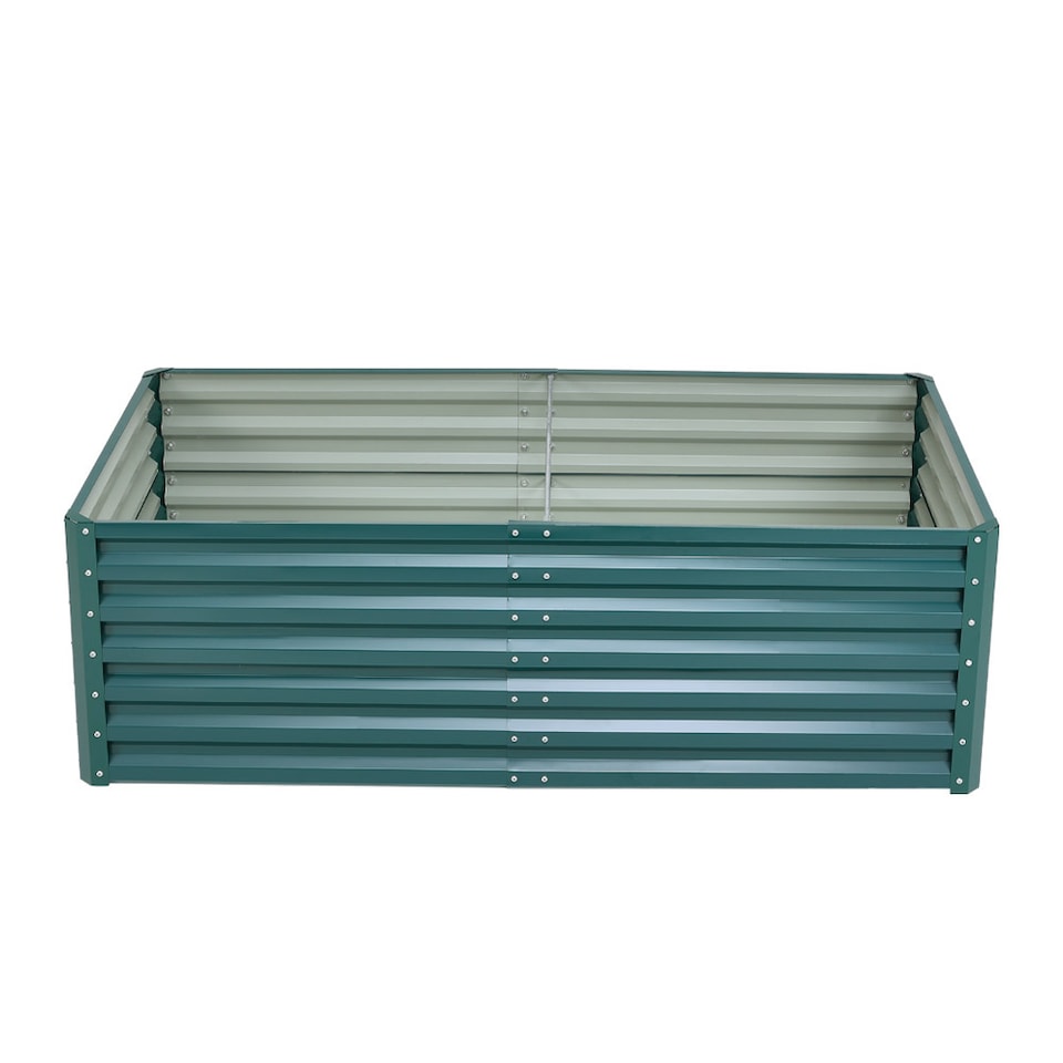 image 1 of Living and Home 1.8m Metal Garden Bed Rectangular Raised Garden Planter,Dark Green | Green | Dark Green | 180cm W x 90cm D x 57cm H